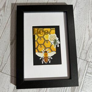 Original ACEO Art Card Bee Design With Honeycomb Patterns - NO FRAME